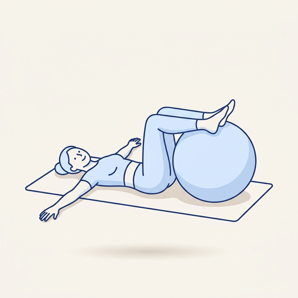 Supine lower trunk rotation with swiss ball