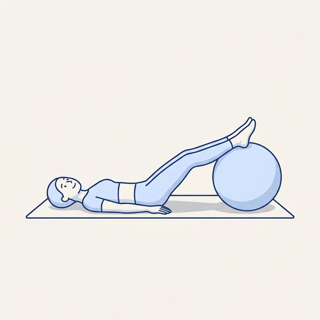 Supine hip and knee flexion with swiss ball